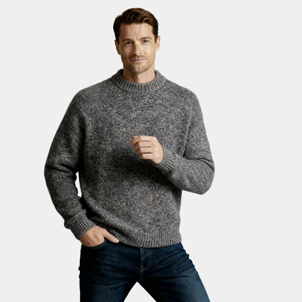 Men’s Heathered Wool-Blend Crewneck Sweater