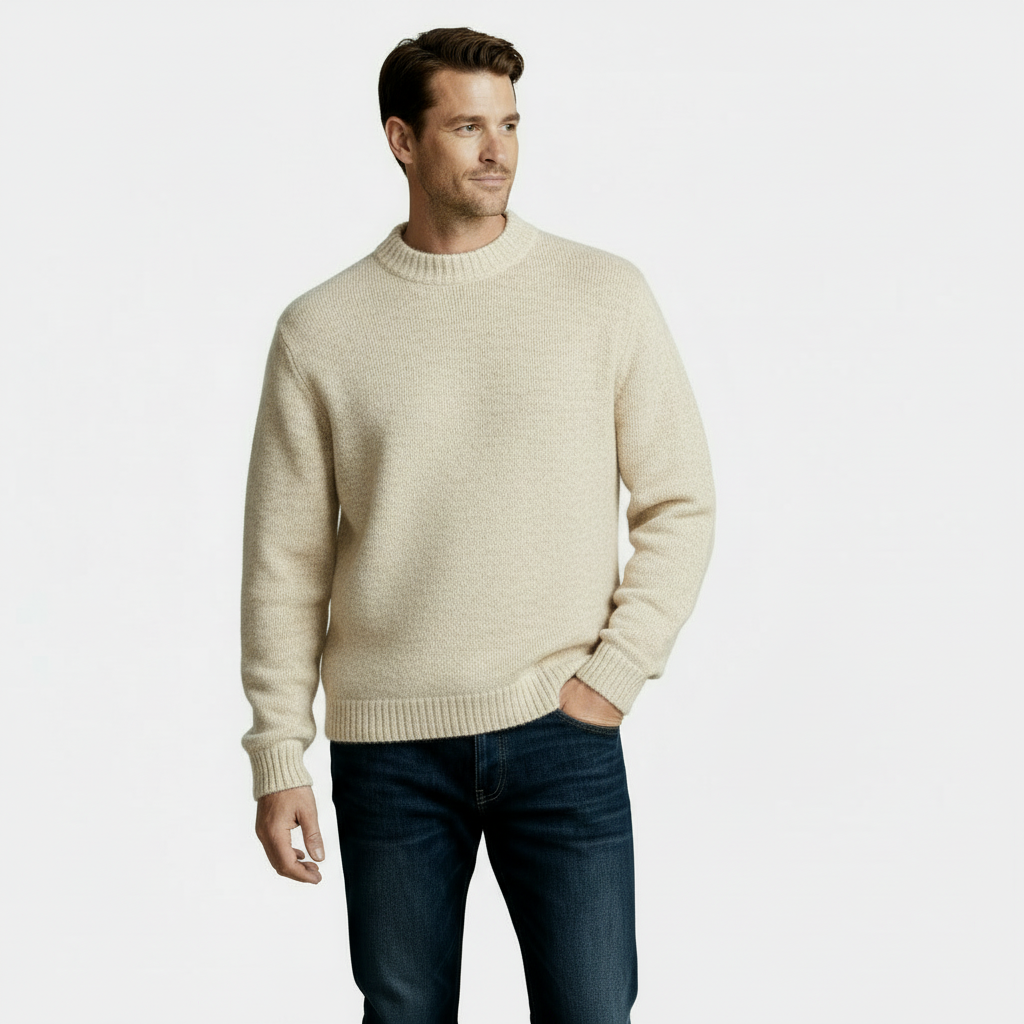 Men’s Heathered Wool-Blend Crewneck Sweater
