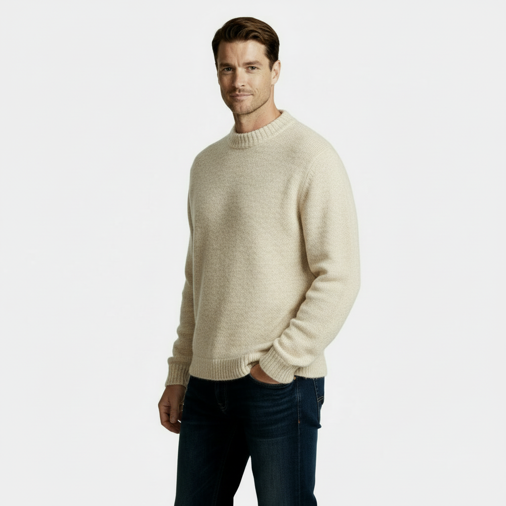 Men’s Heathered Wool-Blend Crewneck Sweater