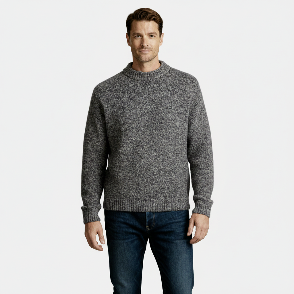 Men’s Heathered Wool-Blend Crewneck Sweater