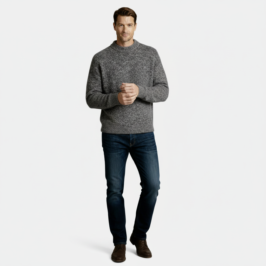 Men’s Heathered Wool-Blend Crewneck Sweater
