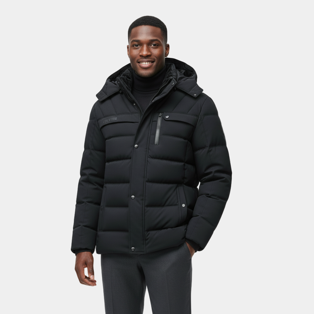 Men's Longline Winter Puffer Coat - Fleece Lining