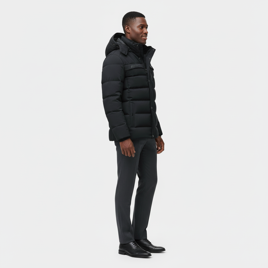 Men's Longline Winter Puffer Coat - Fleece Lining