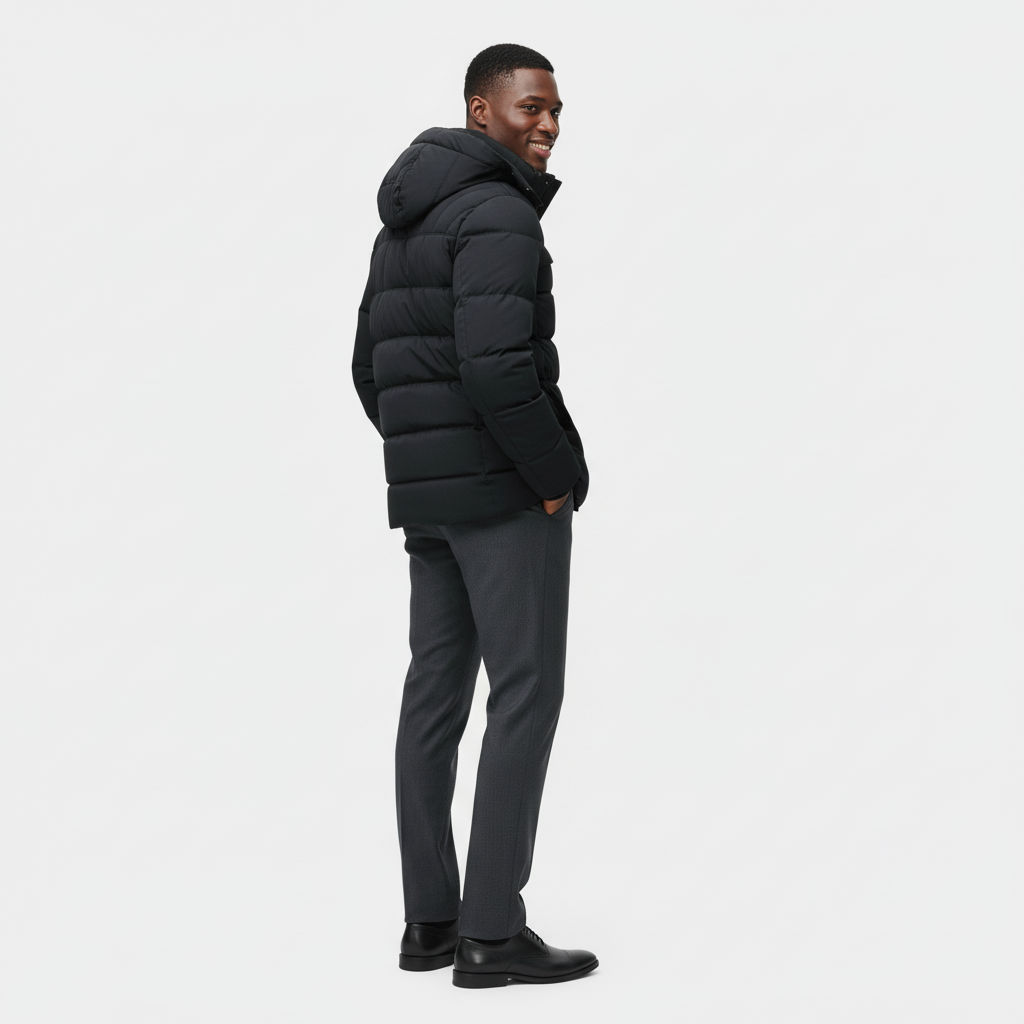 Men's Longline Winter Puffer Coat - Fleece Lining