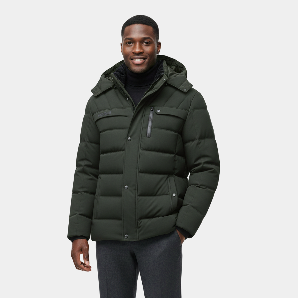 Men's Longline Winter Puffer Coat - Fleece Lining
