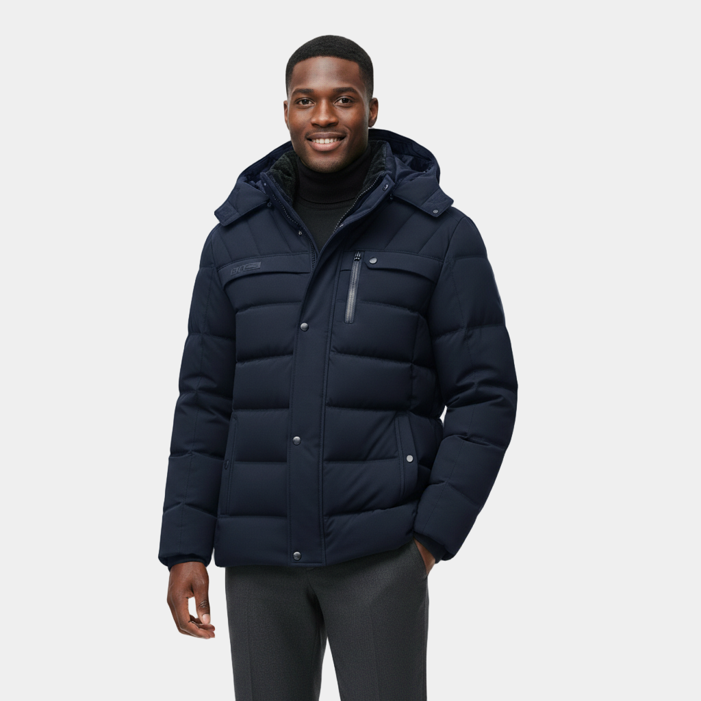 Men's Longline Winter Puffer Coat - Fleece Lining