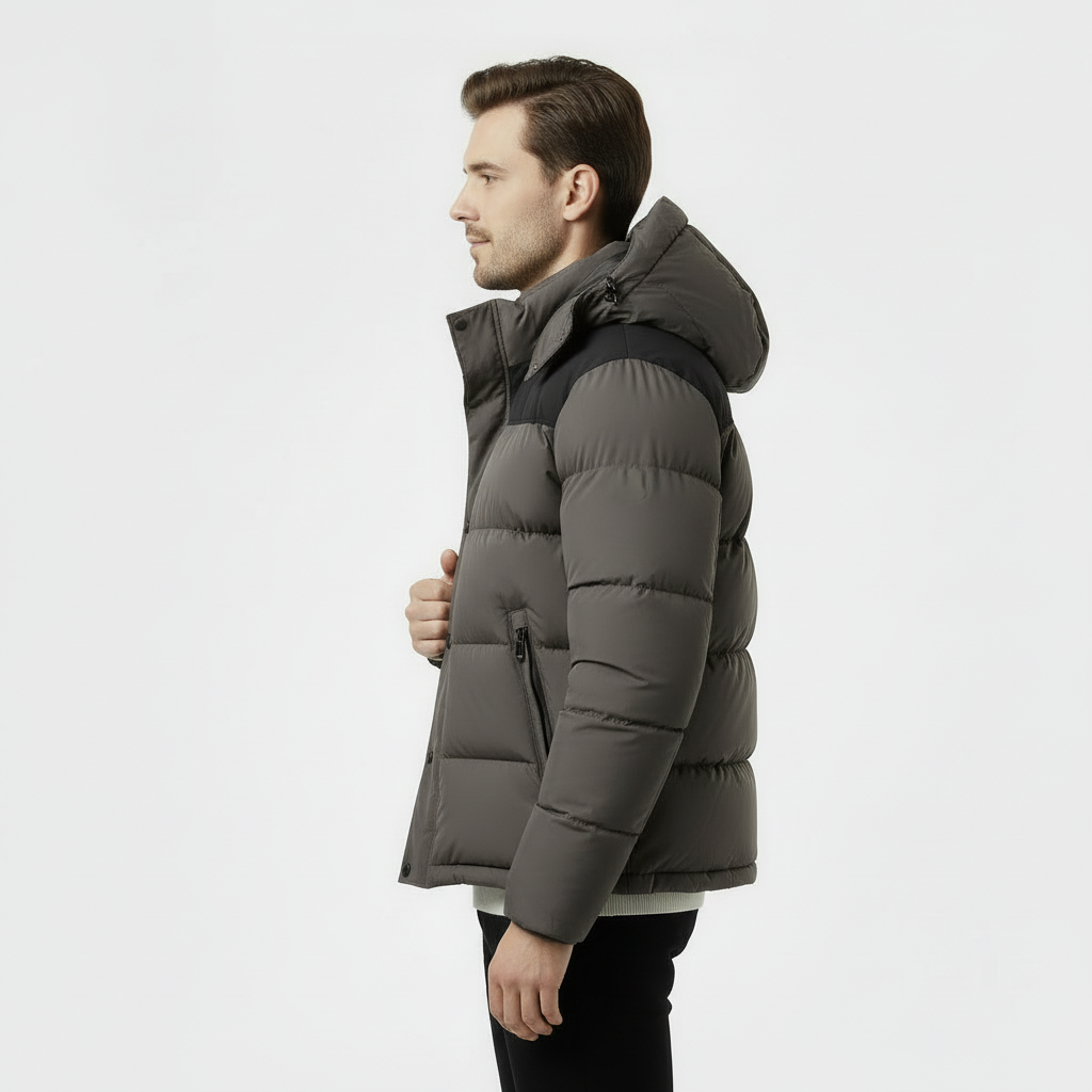 Men’s Puffer Jacket – Quilted Winter Coat with Hood