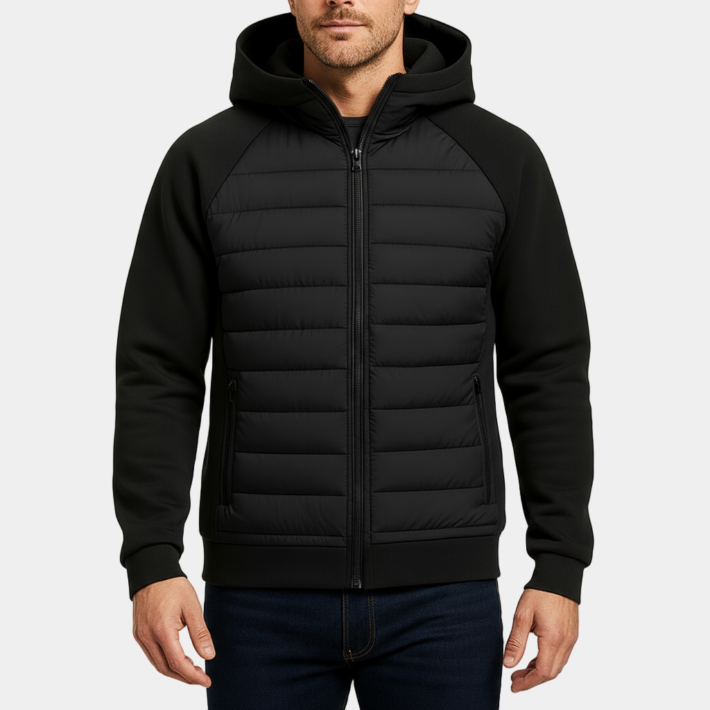 Men’s Quilted Hooded Bomber – Lightweight Zip-Up Jacket