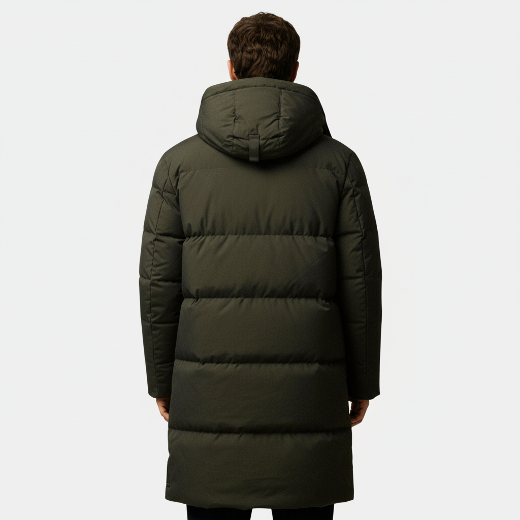 Men's Long Puffer Coat – Winter Jacket with Hood