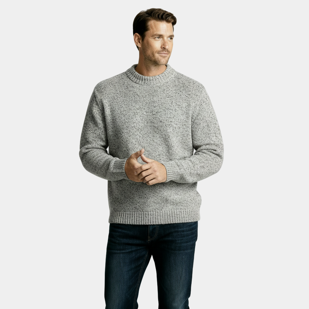 Men’s Heathered Wool-Blend Crewneck Sweater