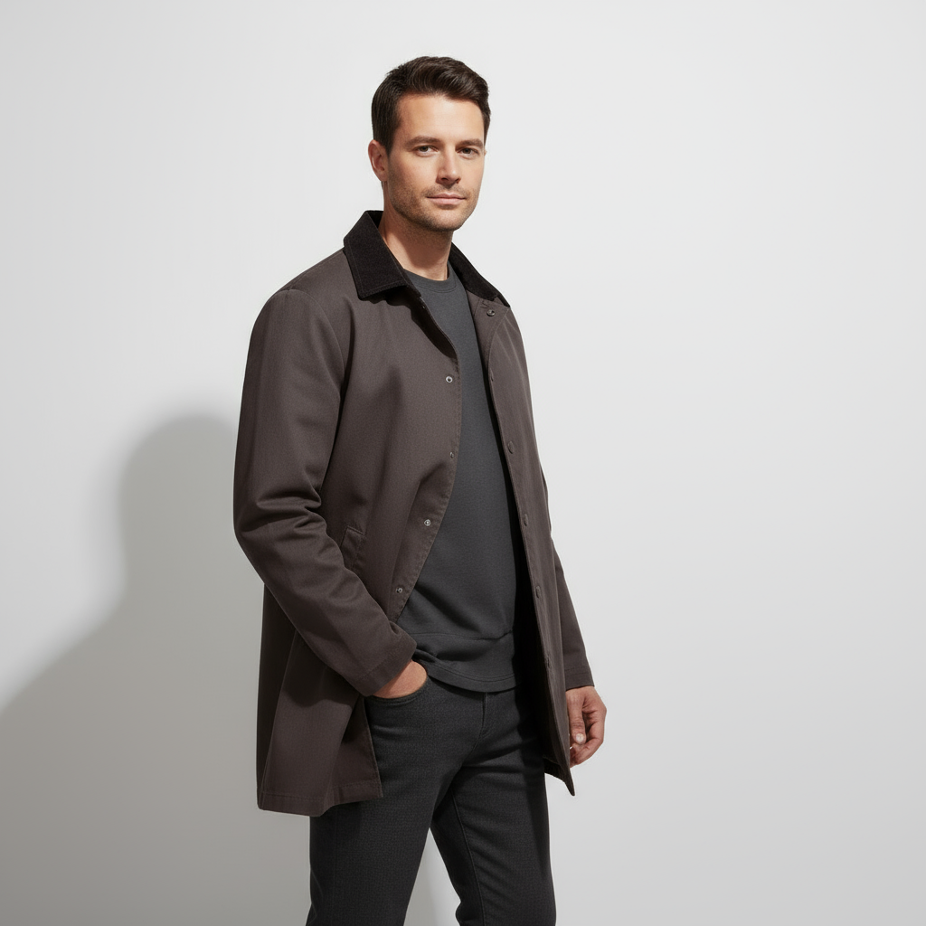 Men’s Windproof Trench Coat – Slim Fit Water-Resistant Jacket