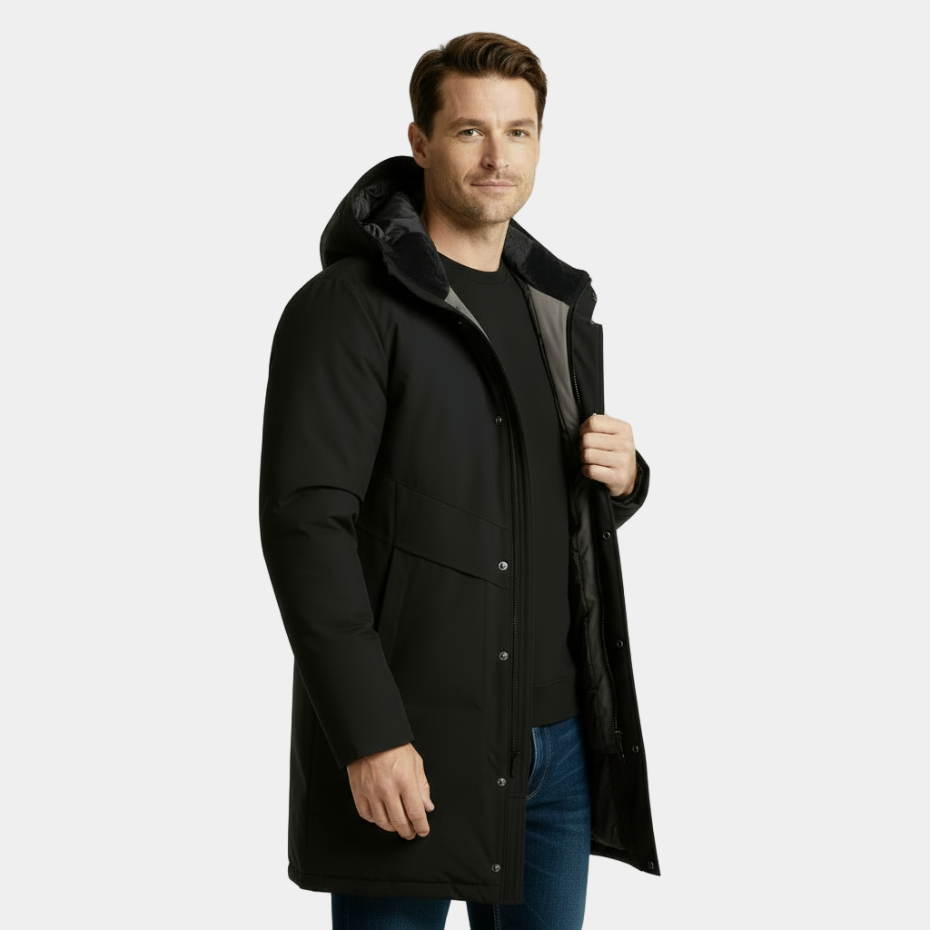 Men's Long Insulated Down Parka - Winter Coat