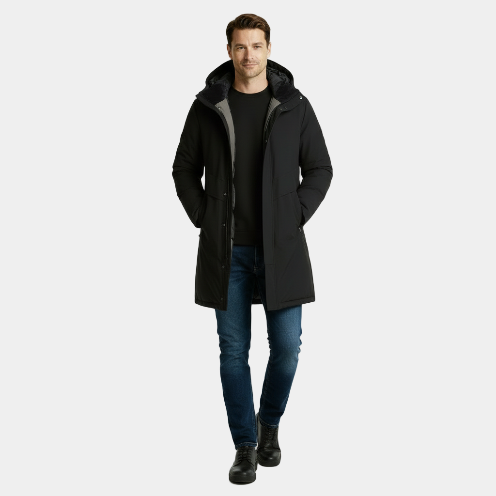 Men's Long Insulated Down Parka - Winter Coat
