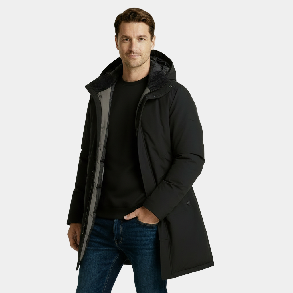 Men's Long Insulated Down Parka - Winter Coat