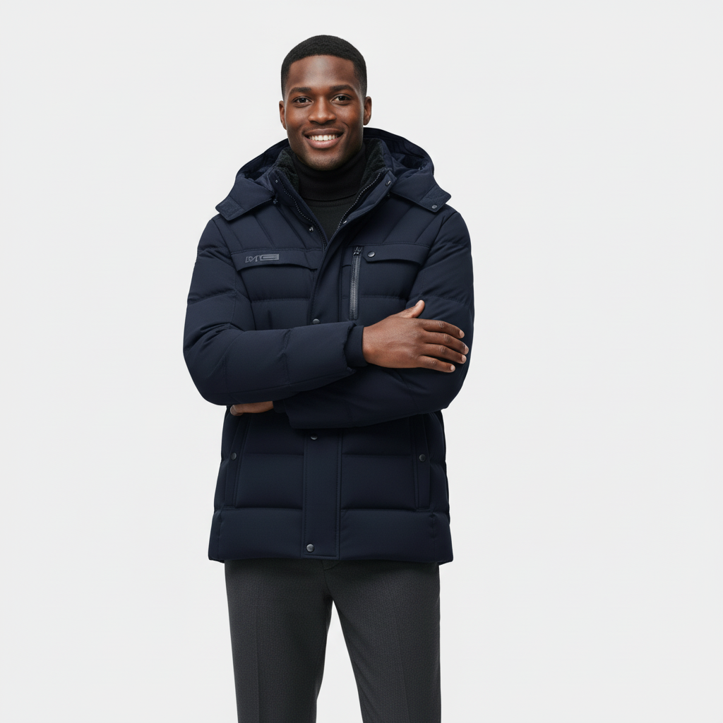 Men's Longline Winter Puffer Coat - Fleece Lining