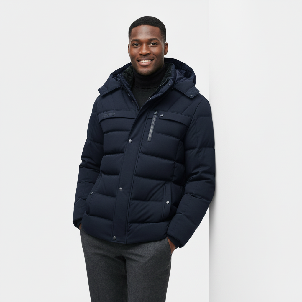 Men's Longline Winter Puffer Coat - Fleece Lining