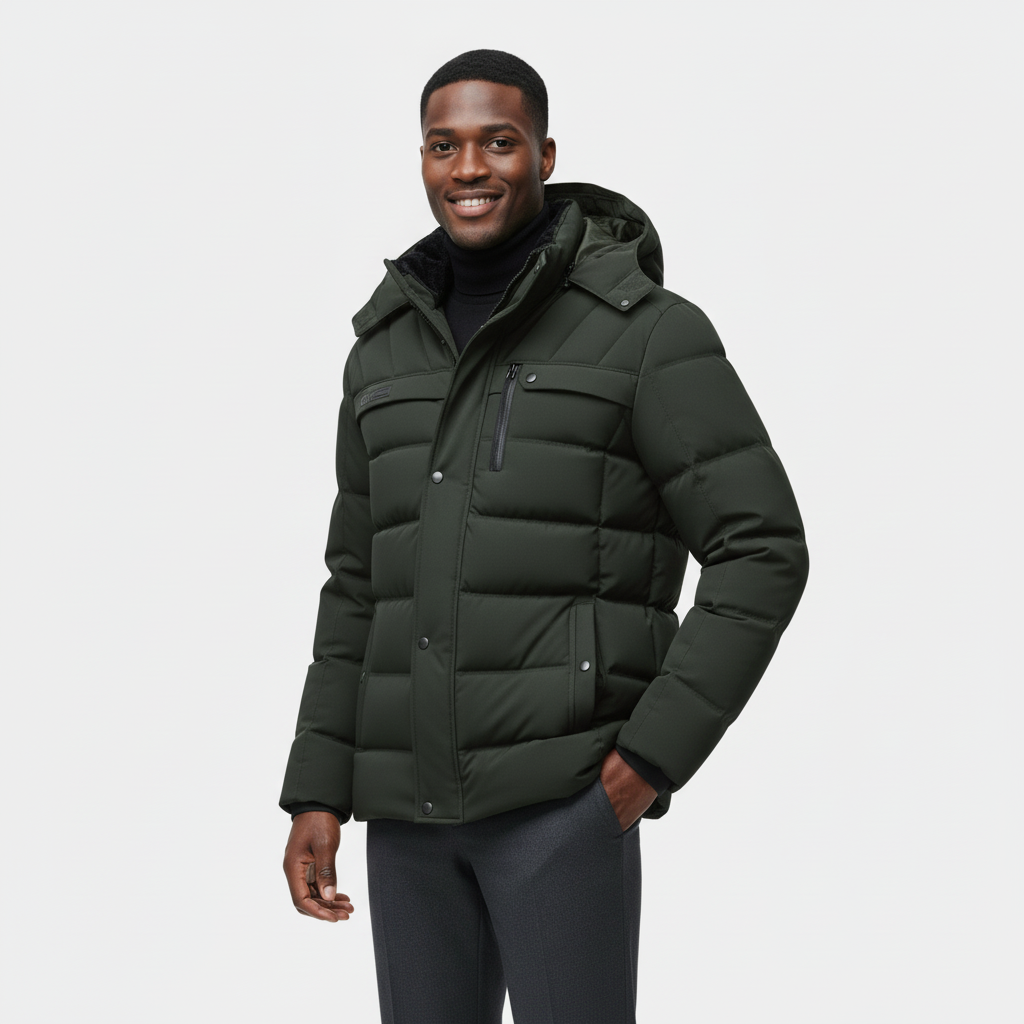 Men's Longline Winter Puffer Coat - Fleece Lining
