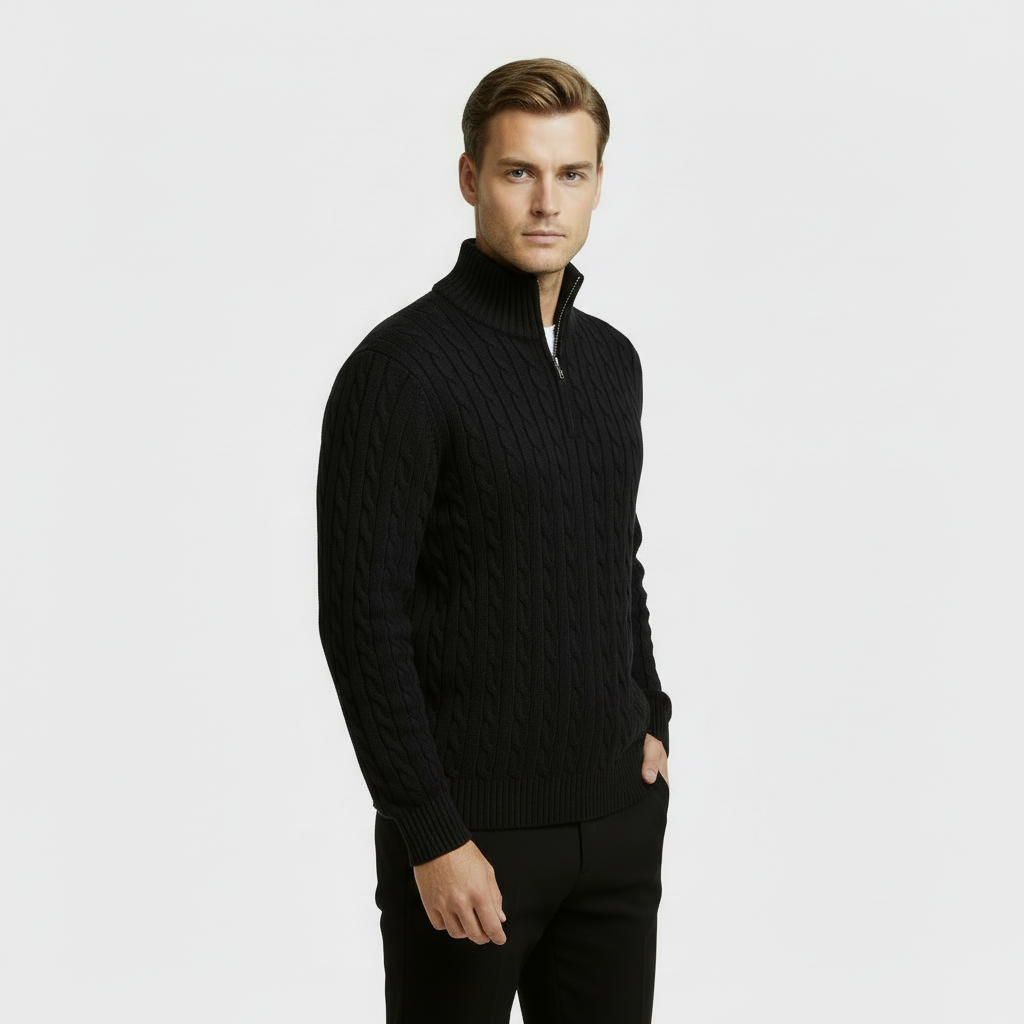 Men's Cable Knit Quarter Zip Jumper