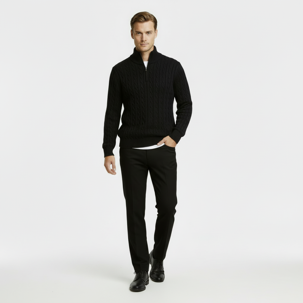 Men's Cable Knit Quarter Zip Jumper
