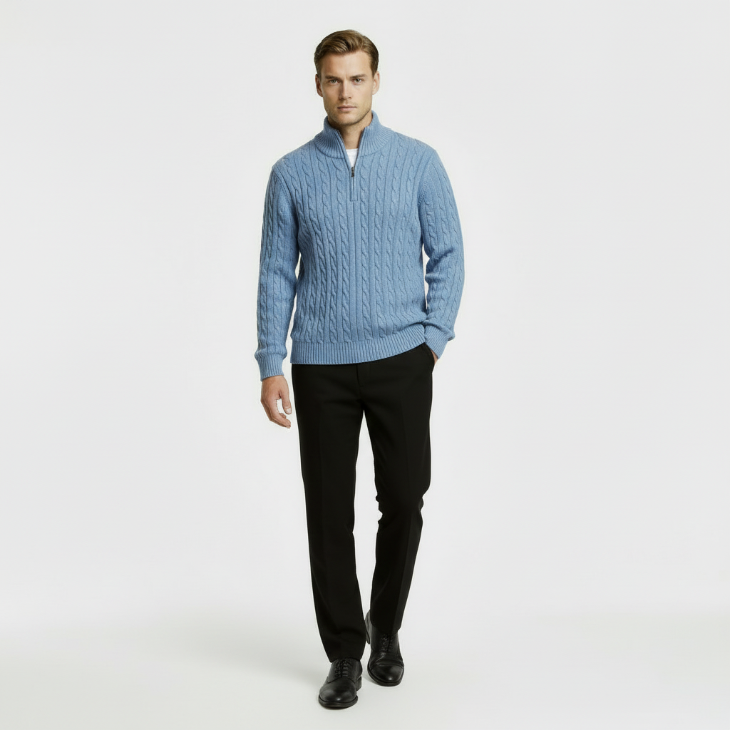 Men's Cable Knit Quarter Zip Jumper