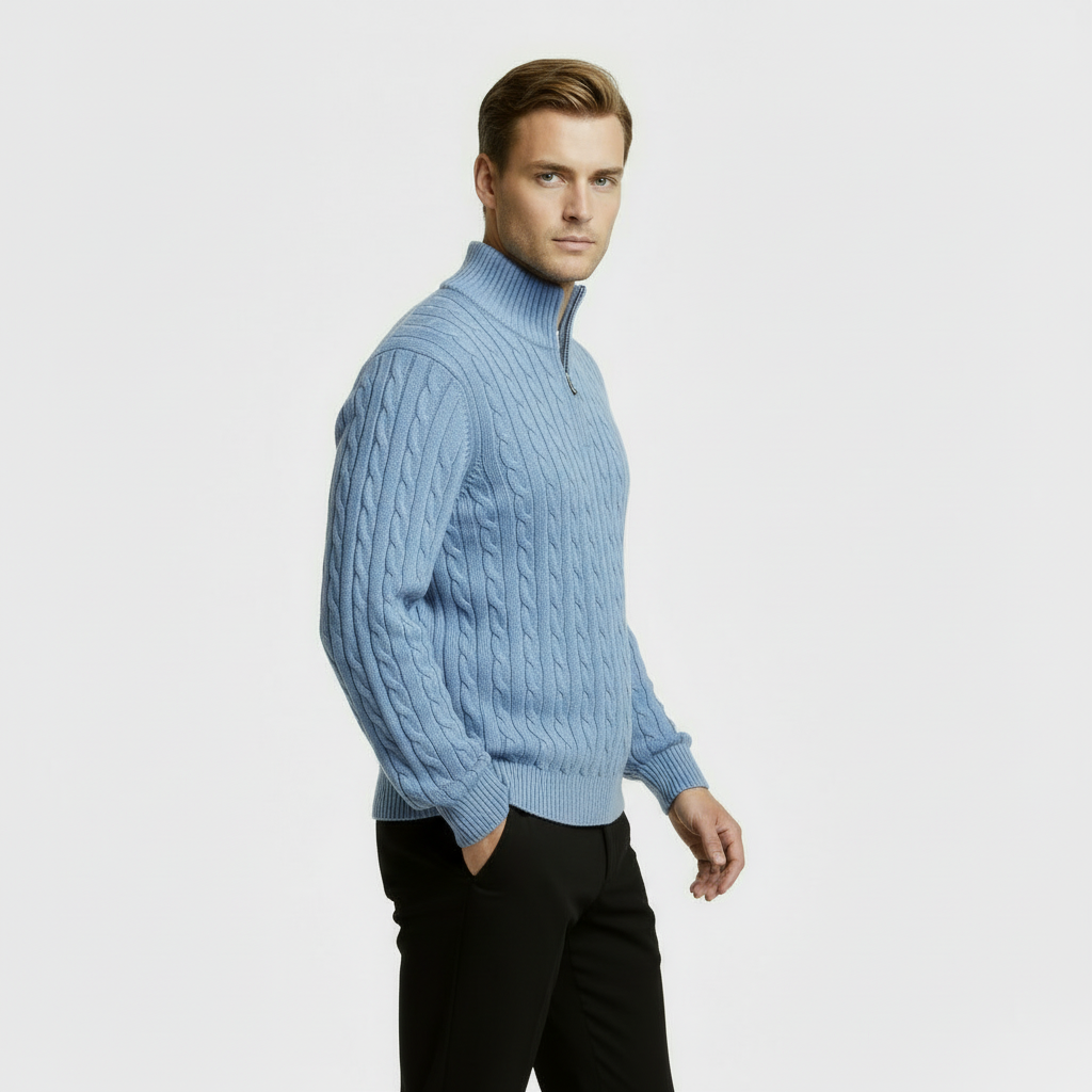 Men's Cable Knit Quarter Zip Jumper