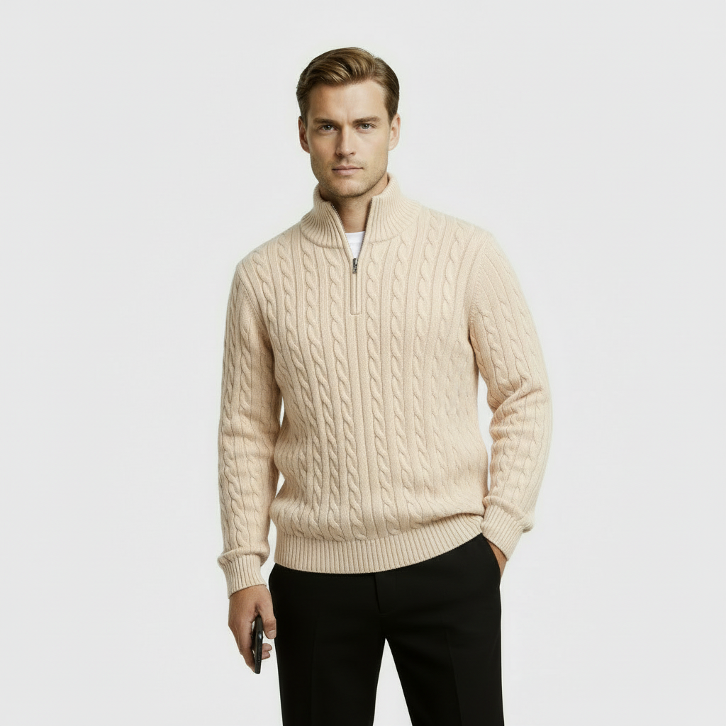 Men's Cable Knit Quarter Zip Jumper