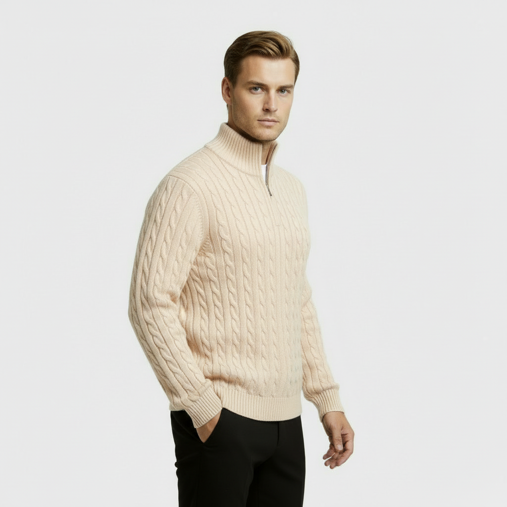 Men's Cable Knit Quarter Zip Jumper