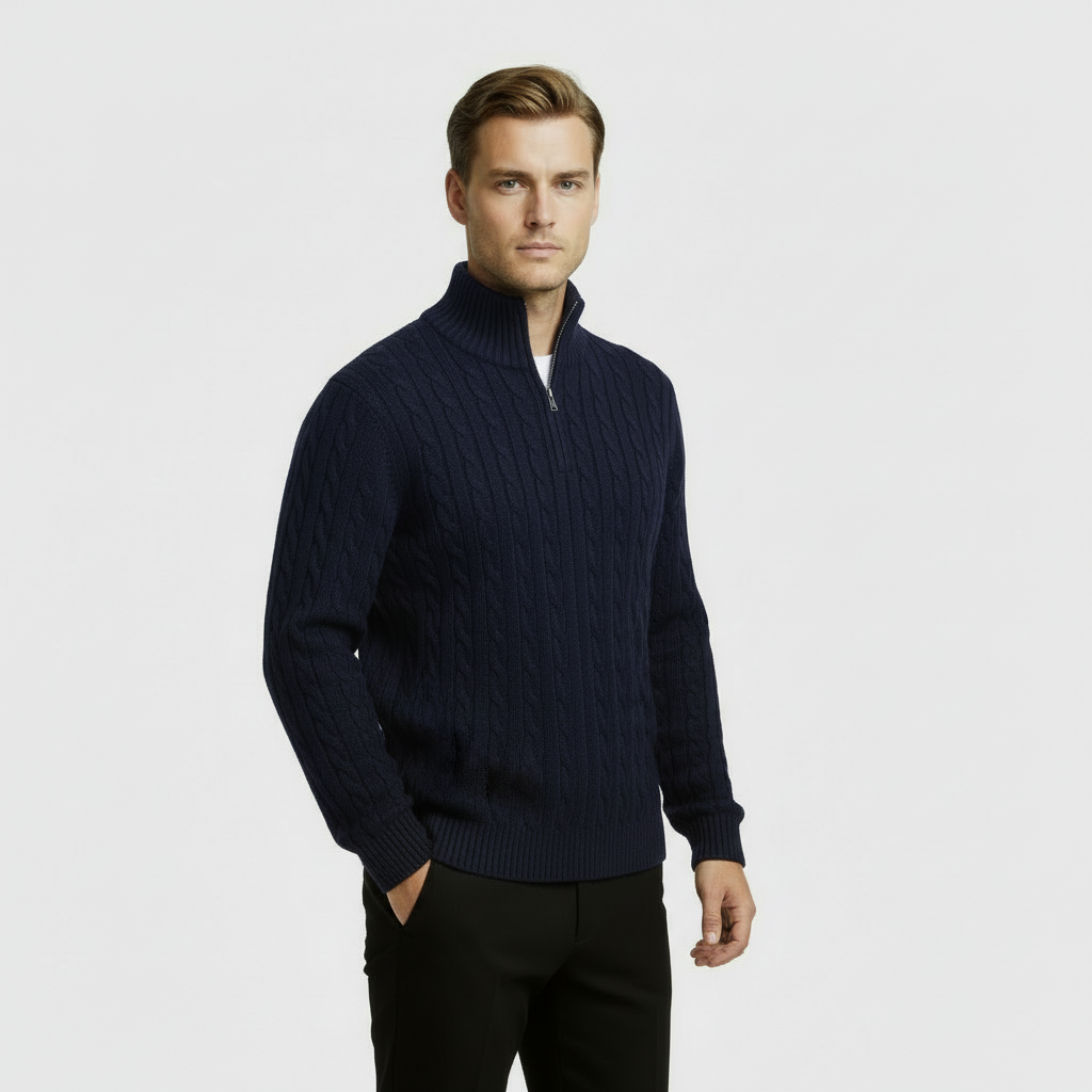Men's Cable Knit Quarter Zip Jumper