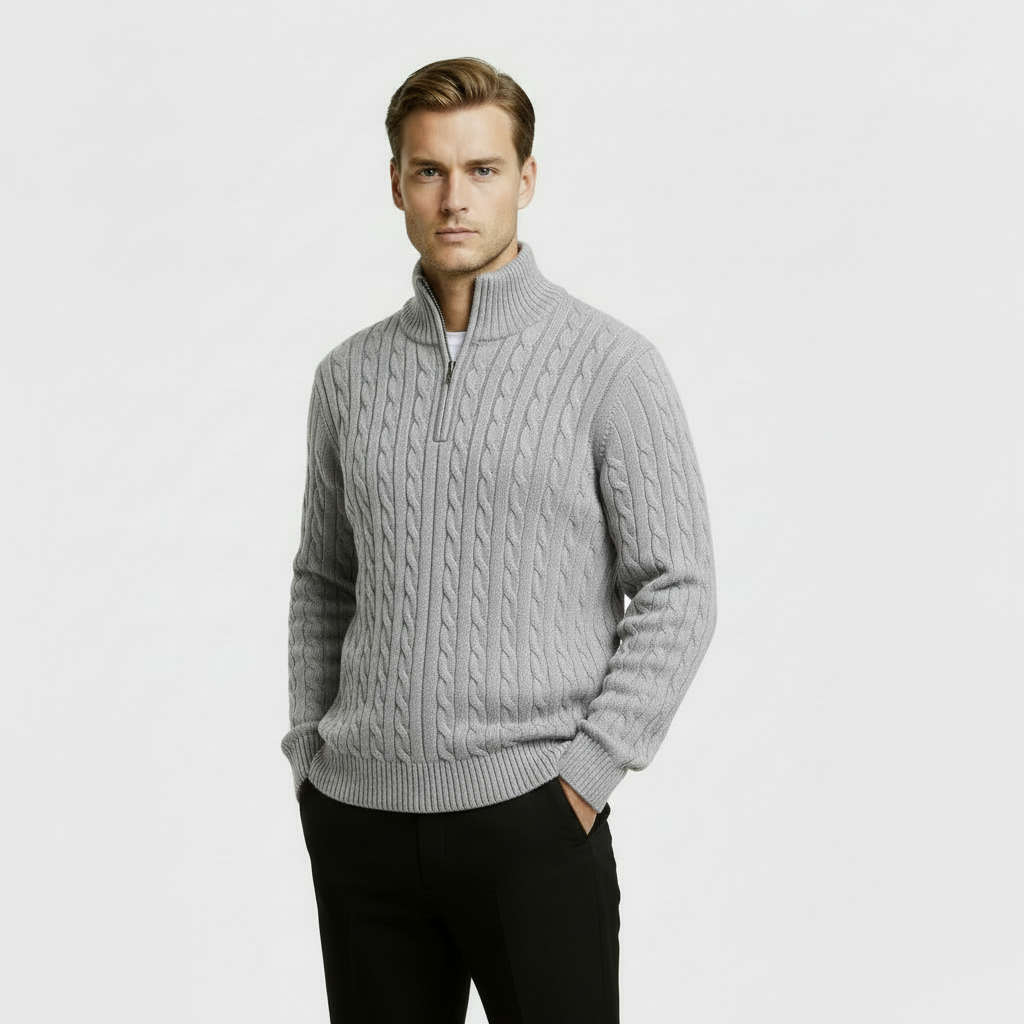 Men's Cable Knit Quarter Zip Jumper