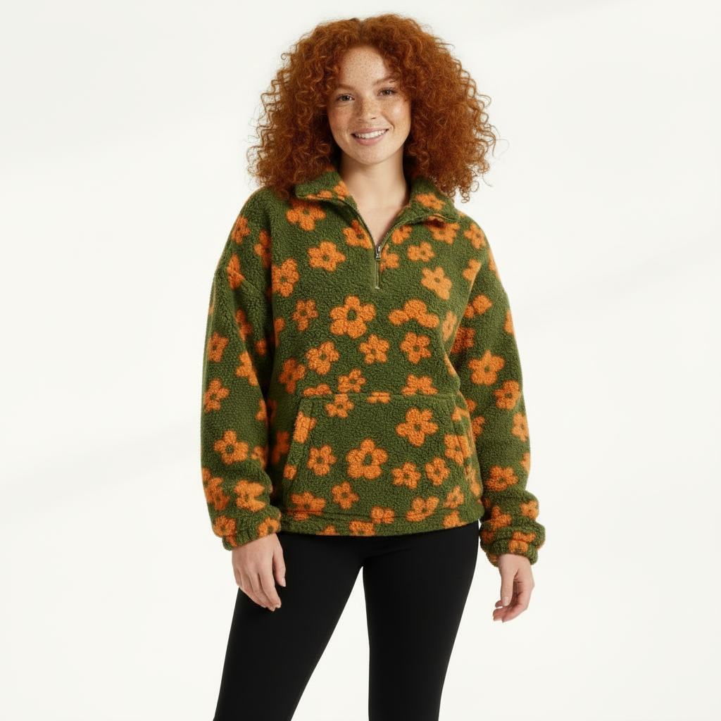 Women’s Fleece Pullover – Plush Half-Zip Winter Sweater