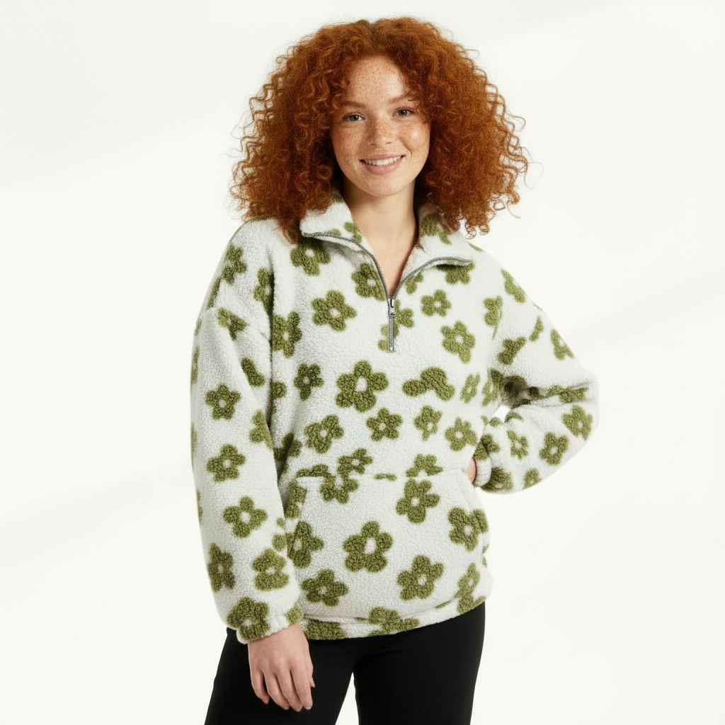 Women’s Fleece Pullover – Plush Half-Zip Winter Sweater