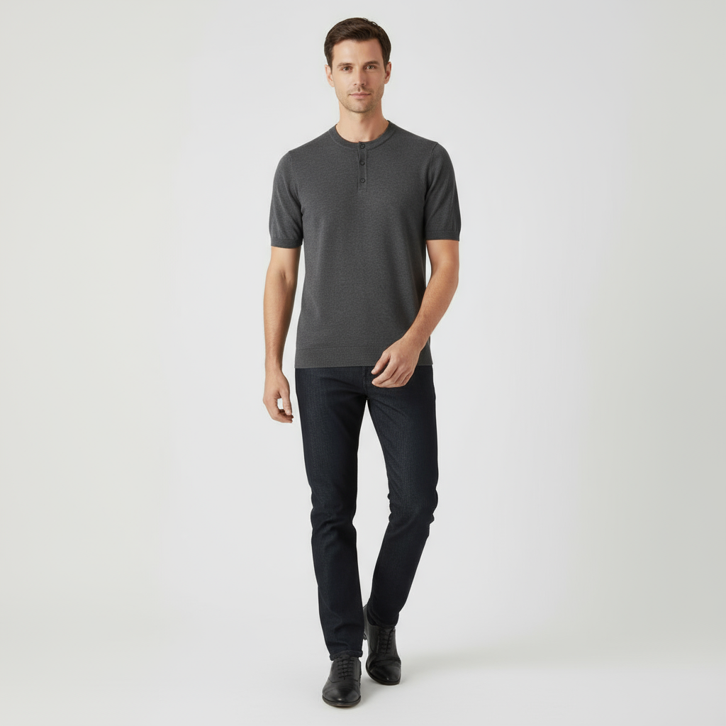 Men's Cotton Henley T-Shirt