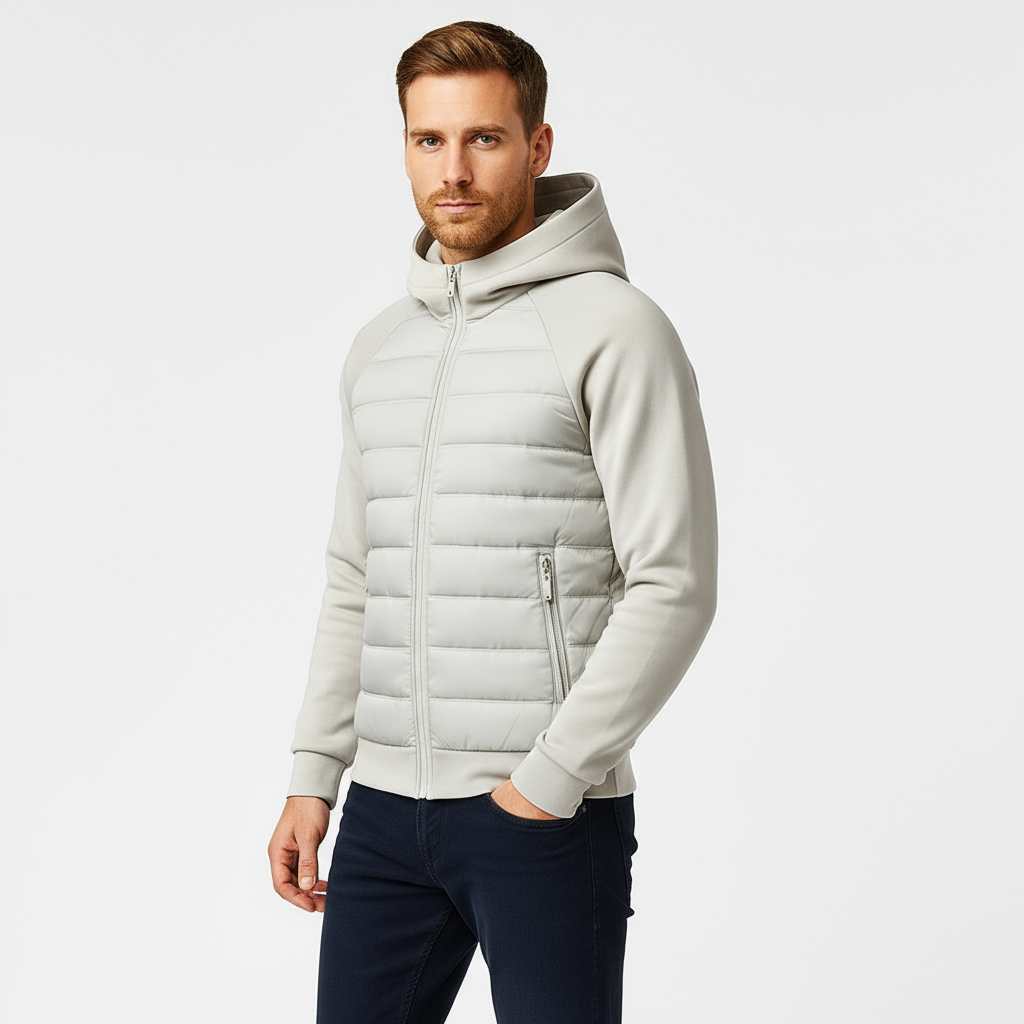 Men’s Quilted Hooded Bomber – Lightweight Zip-Up Jacket