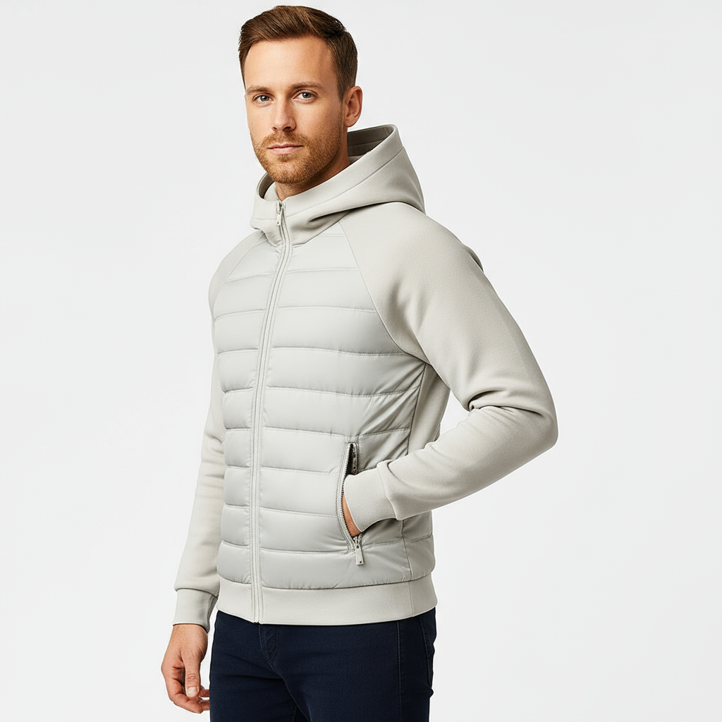 Men’s Quilted Hooded Bomber – Lightweight Zip-Up Jacket