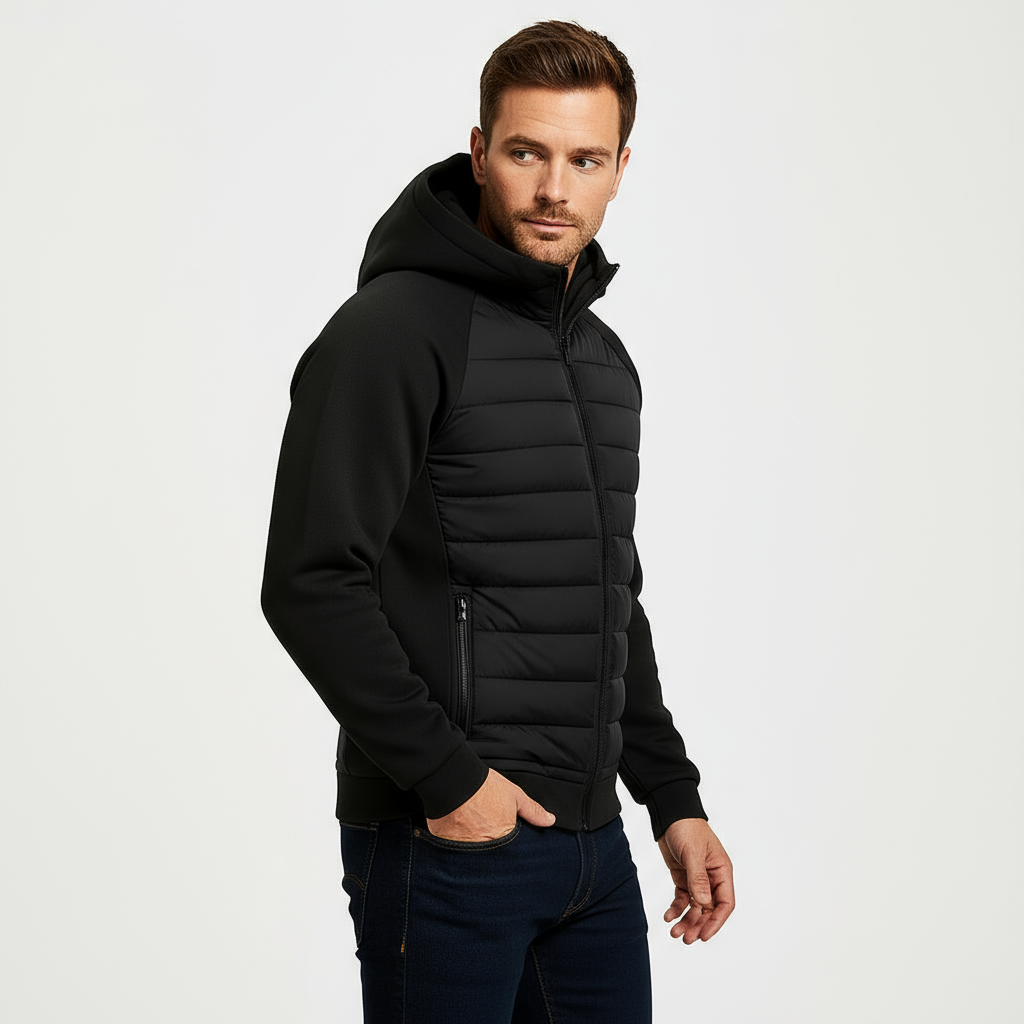 Men’s Quilted Hooded Bomber – Lightweight Zip-Up Jacket
