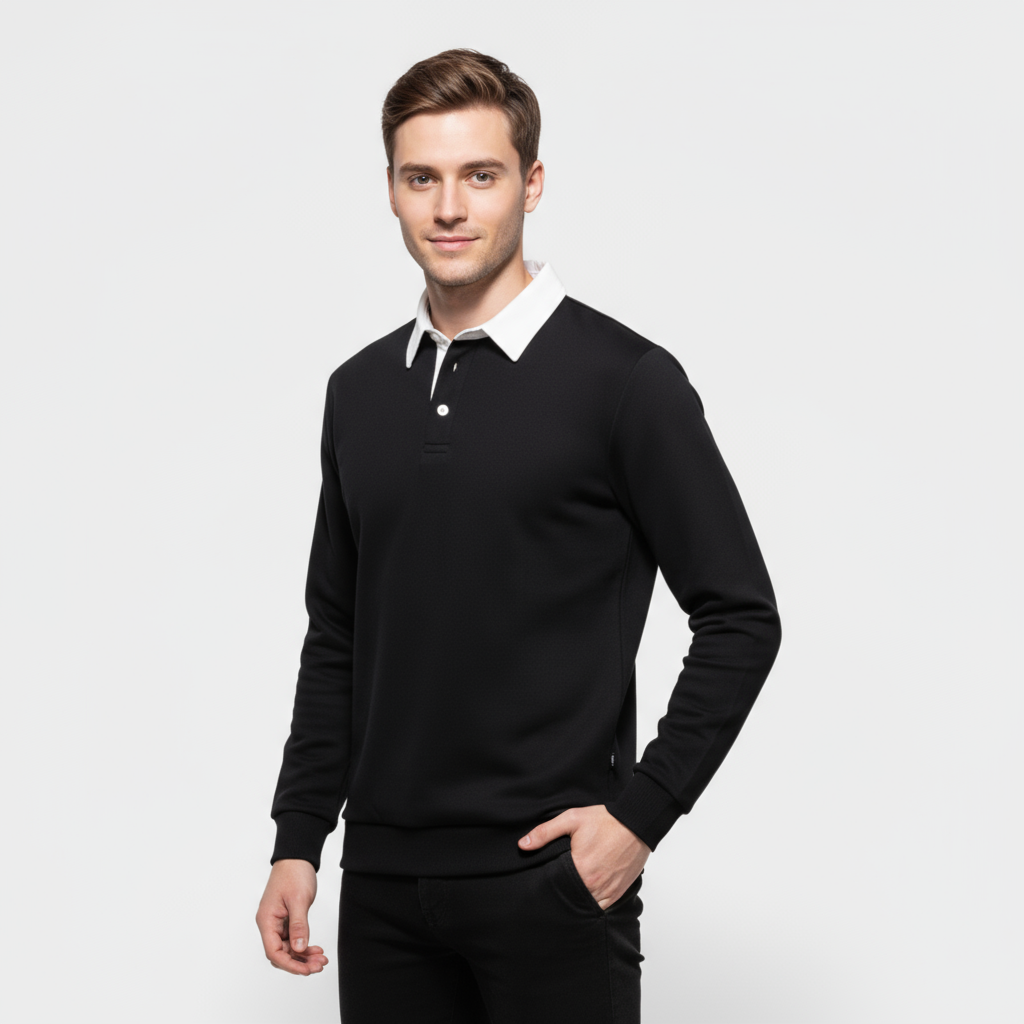 Men's Cotton Polo Neck Sweater