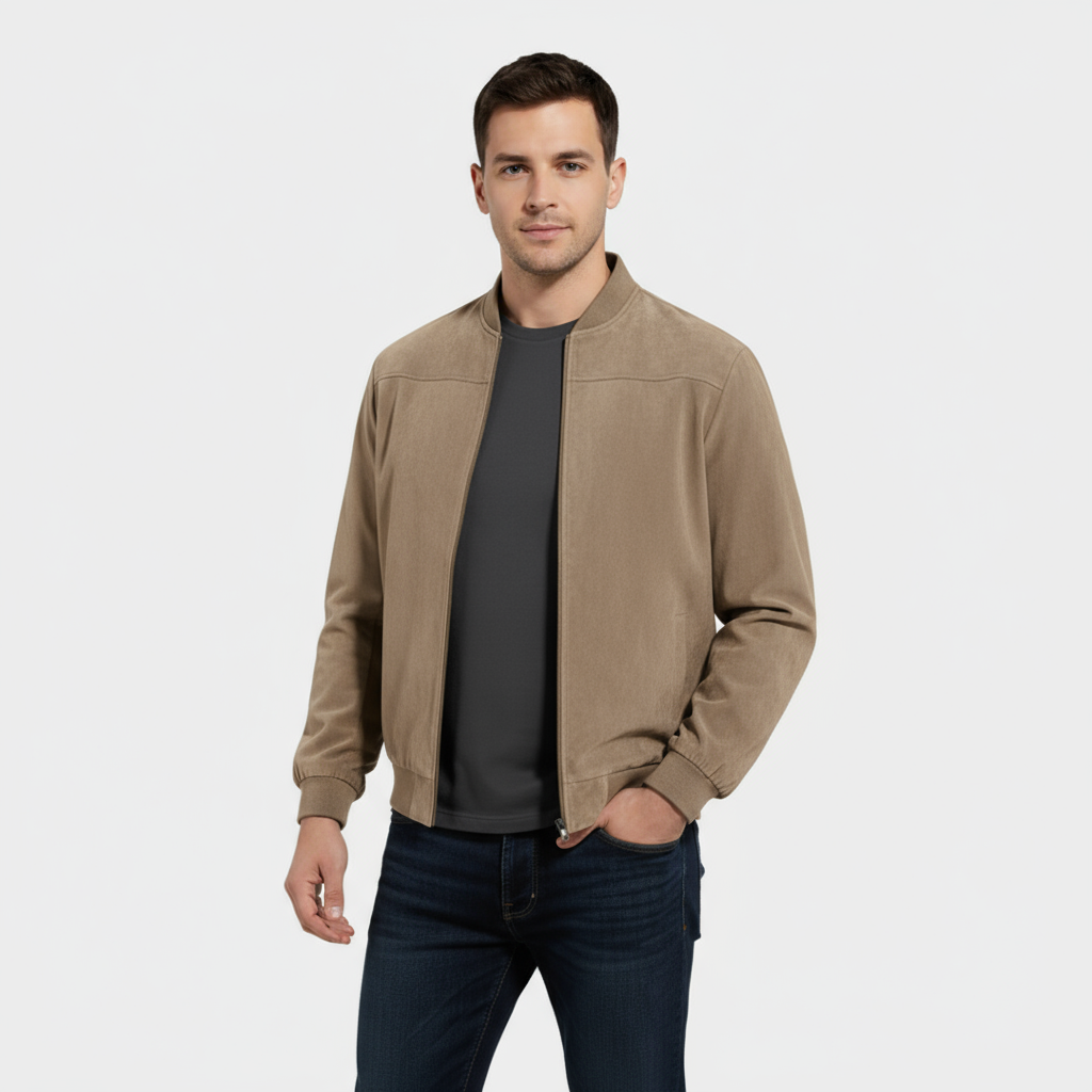 Men’s Faux Suede Bomber Jacket