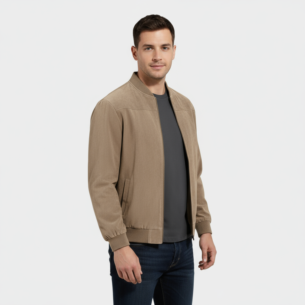 Men’s Faux Suede Bomber Jacket