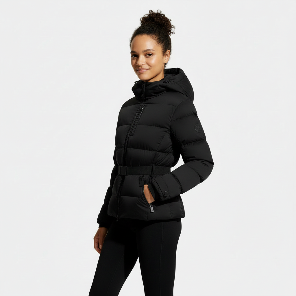 Women's Belted Puffer Jacket - Winter Coat