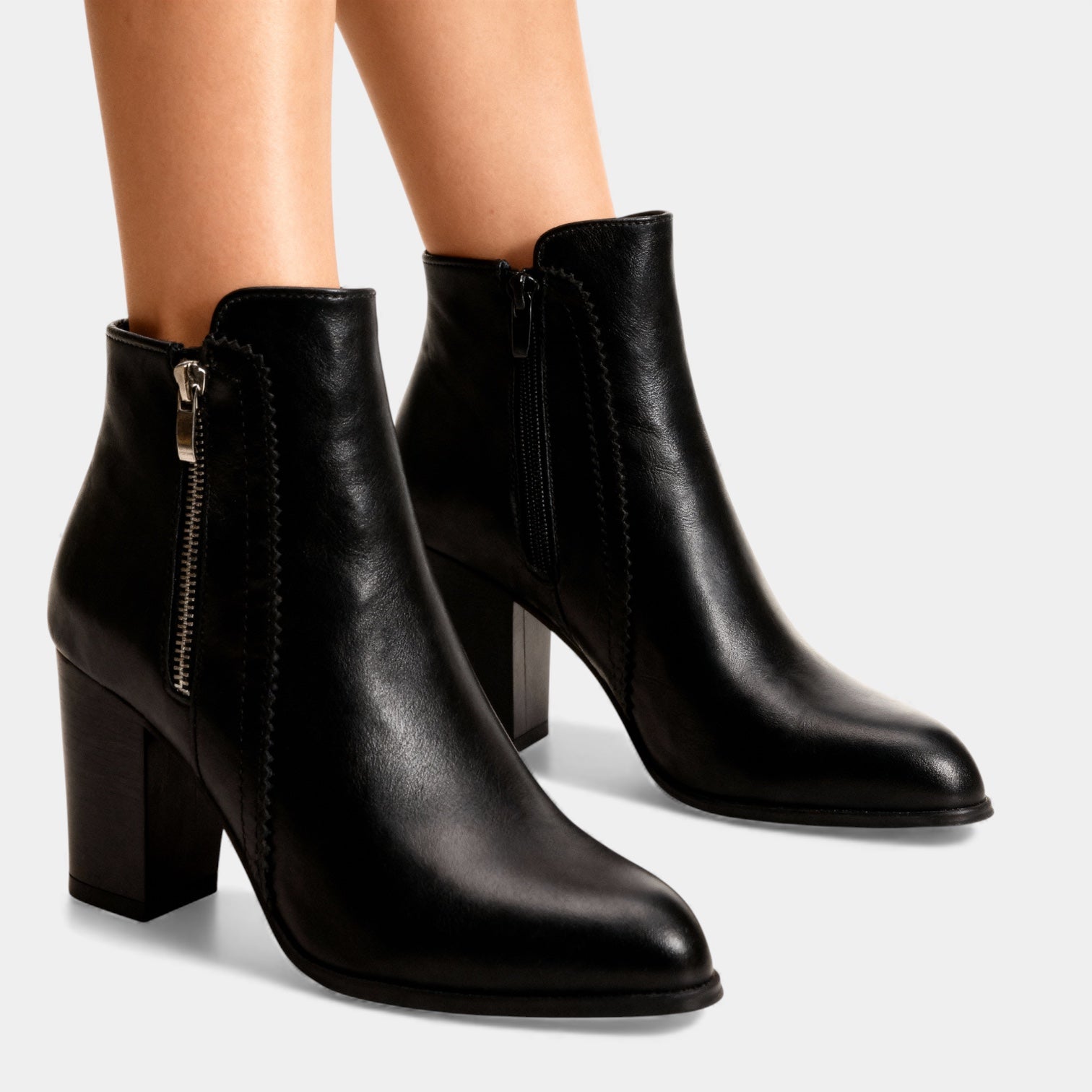 Women’s Vegan Leather Ankle Boots - Block Heel