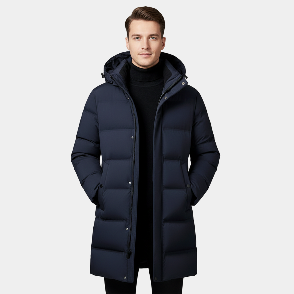 Men's Navy Long Puffer Parka