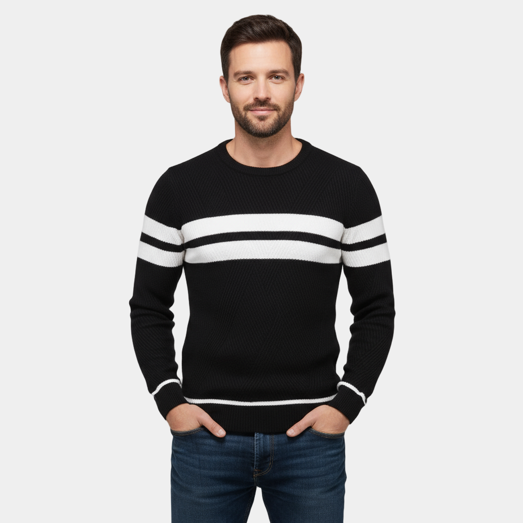 Men’s Slim Fit Textured Knit Sweater - Cotton Crew Neck Pullover