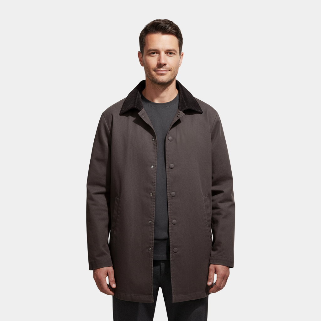 Men’s Windproof Trench Coat – Slim Fit Water-Resistant Jacket