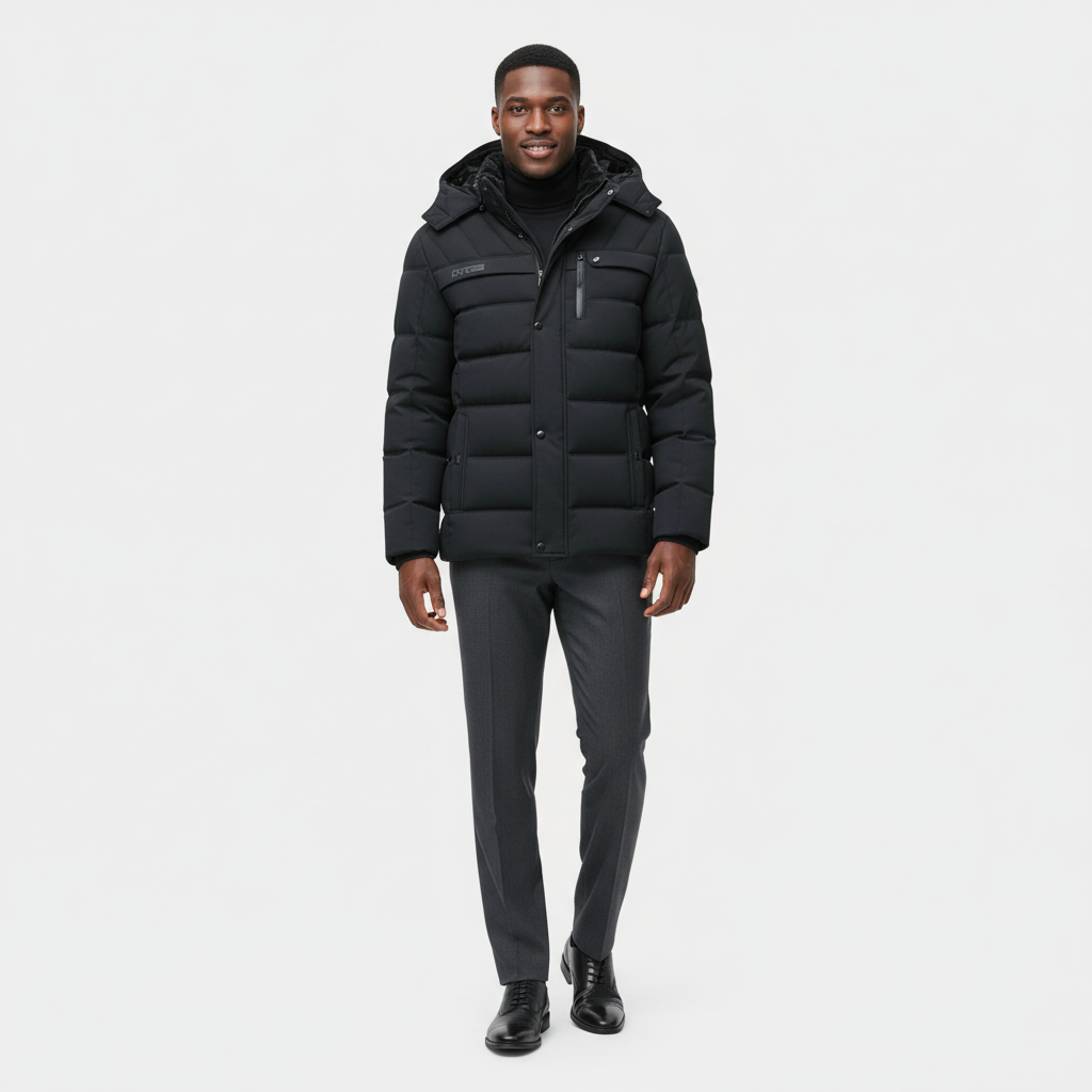 Men's Longline Winter Puffer Coat - Fleece Lining