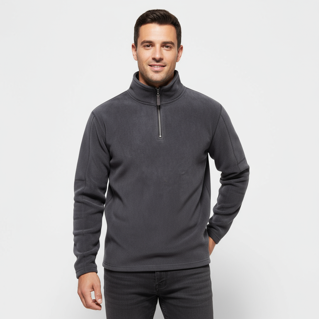 Men’s Fleece Half-Zip Sweater – Stand Collar Pullover