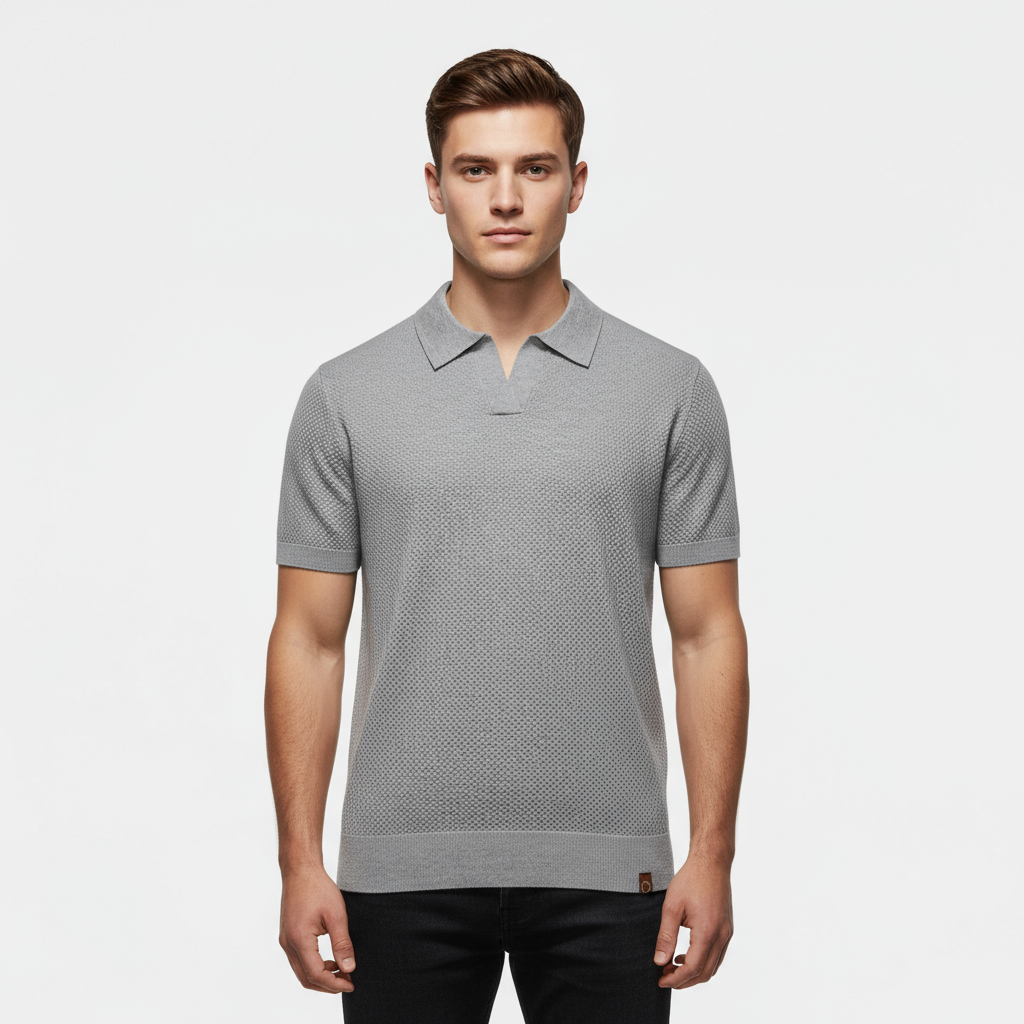 Men's Knitted Slim Piqué Polo Shirt