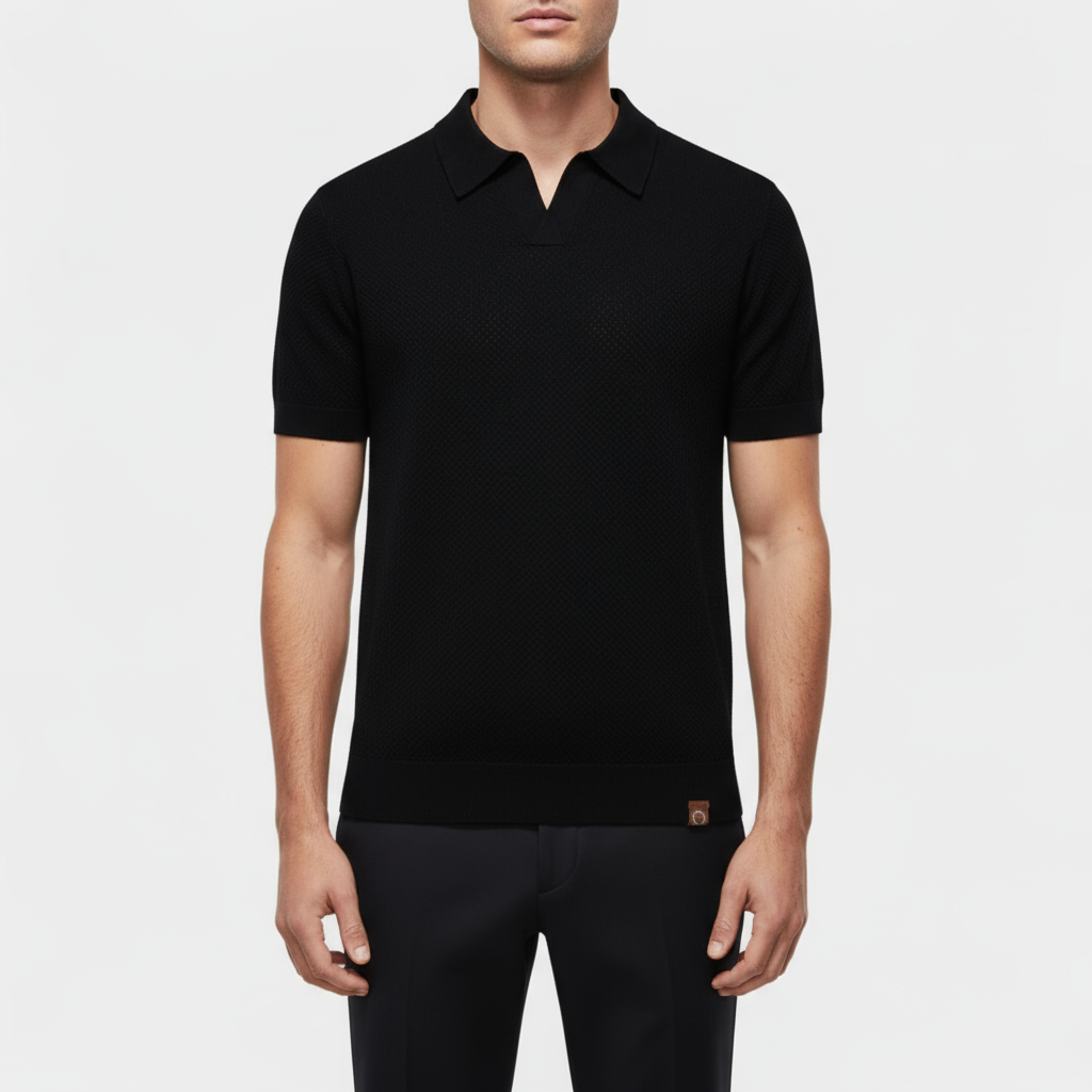 Men's Knitted Slim Piqué Polo Shirt