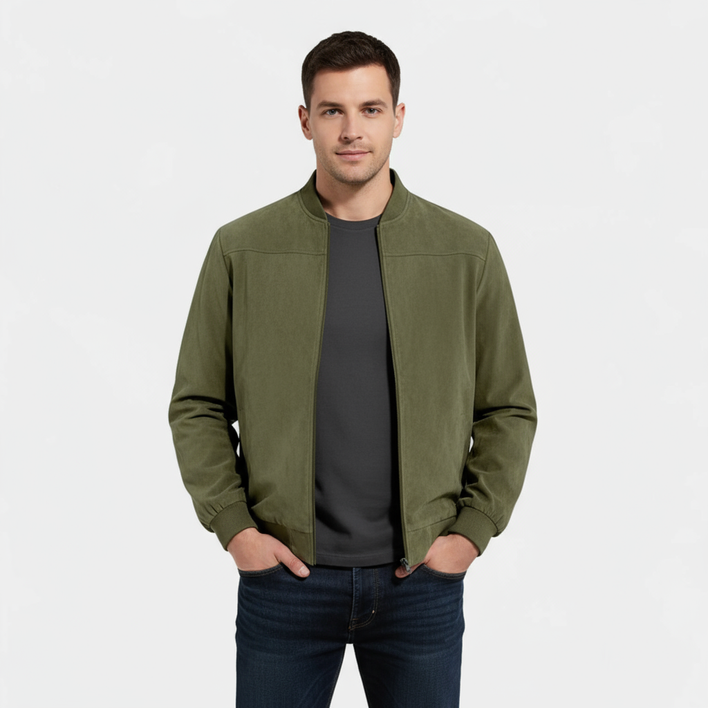 Men’s Faux Suede Bomber Jacket