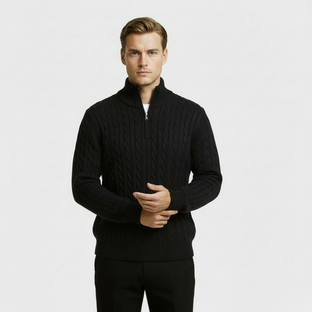 Men's Cable Knit Quarter Zip Jumper