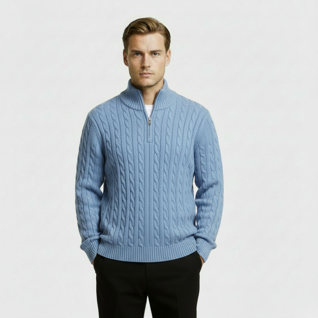 Men's Cable Knit Quarter Zip Jumper